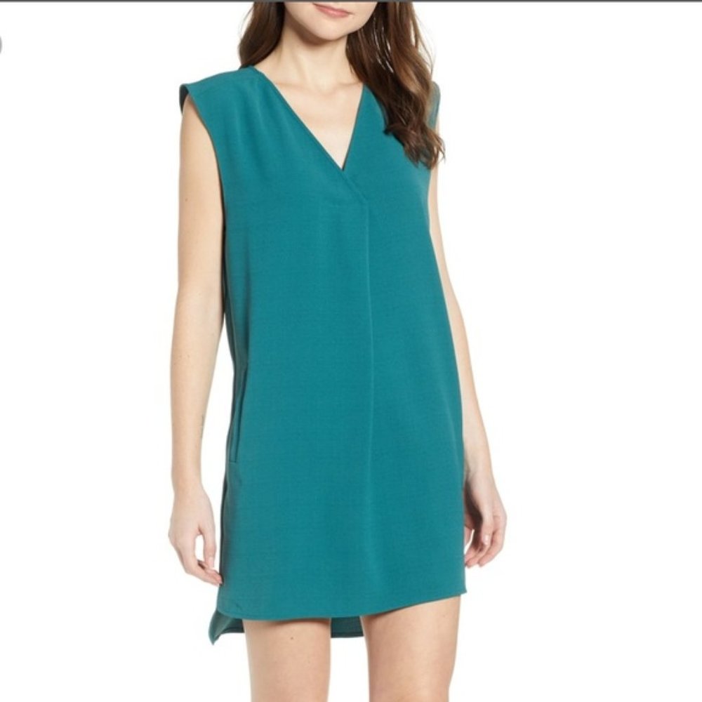 Leith Everyday Sleeveless Shift Dress Teal Cyrus
